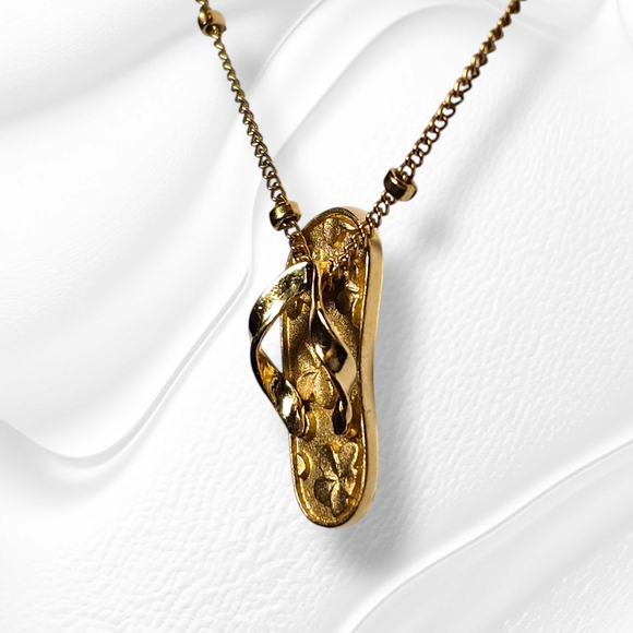 Vintage 14k solid gold slippa flip flop pendant - Picture 8 of 16